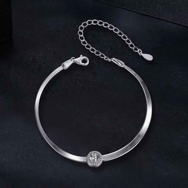 (תמונה ל-) PANDORA Style 0.5Ct צמיד עצמות נחש Moissanite (תעודה אחת) - MSB011 - הצג 3