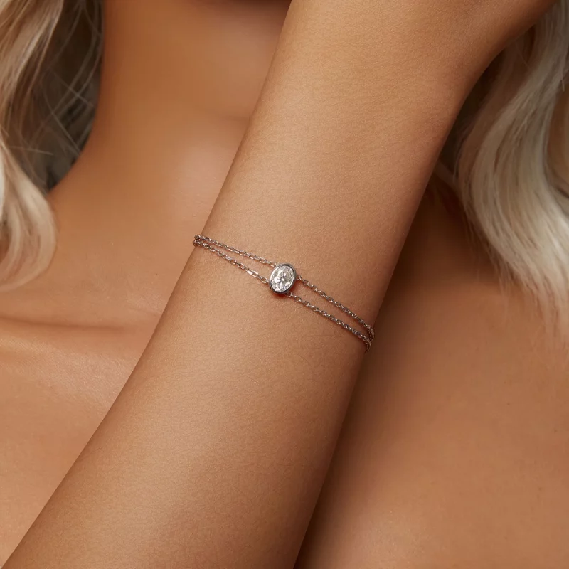 (תמונה ל-) צמיד Moissanite כפול שכבה 1 קראט בסגנון PANDORA (תעודה אחת) - MSB012 - הצג 5