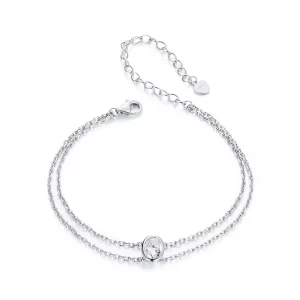 (תמונה ל-) צמיד Moissanite כפול שכבה 1 קראט בסגנון PANDORA (תעודה אחת) - MSB012