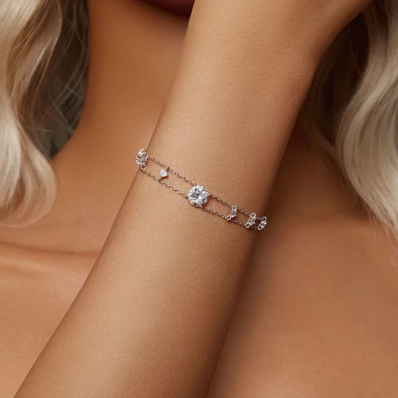 (תמונה ל-) צמיד מויסנייט זוגי נוצץ בסגנון PANDORA (תעודה אחת) - MSB013 - הצג 5