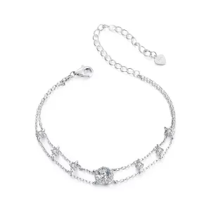 (תמונה ל-) צמיד מויסנייט זוגי נוצץ בסגנון PANDORA (תעודה אחת) - MSB013