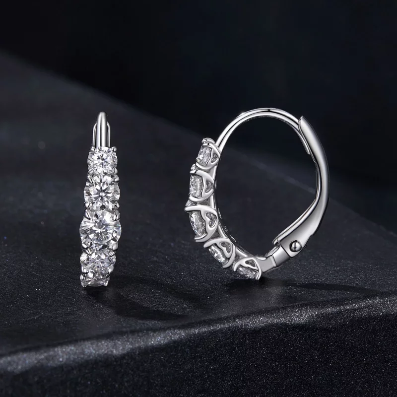 (תמונה ל-) עגילי Moissanite נוצצים בסגנון PANDORA (שתי תעודות) - MSE045 - הצג 2