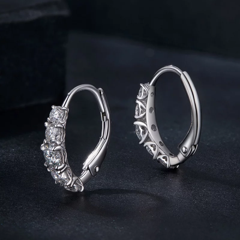 (תמונה ל-) עגילי Moissanite נוצצים בסגנון PANDORA (שתי תעודות) - MSE045 - הצג 3
