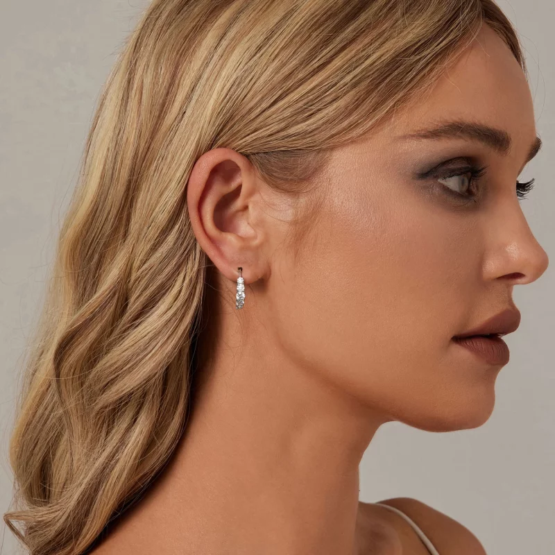 (תמונה ל-) עגילי Moissanite נוצצים בסגנון PANDORA (שתי תעודות) - MSE045 - הצג 7