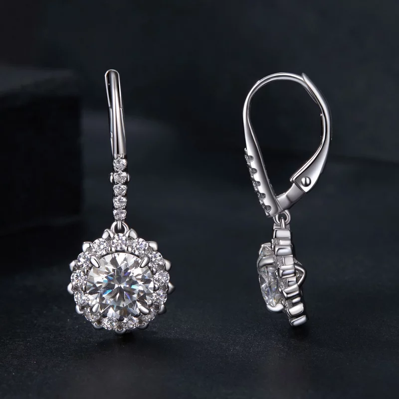 (תמונה ל-) עגילי Moissanite נוצצים בסגנון PANDORA (שתי תעודות) - MSE046 - הצג 2
