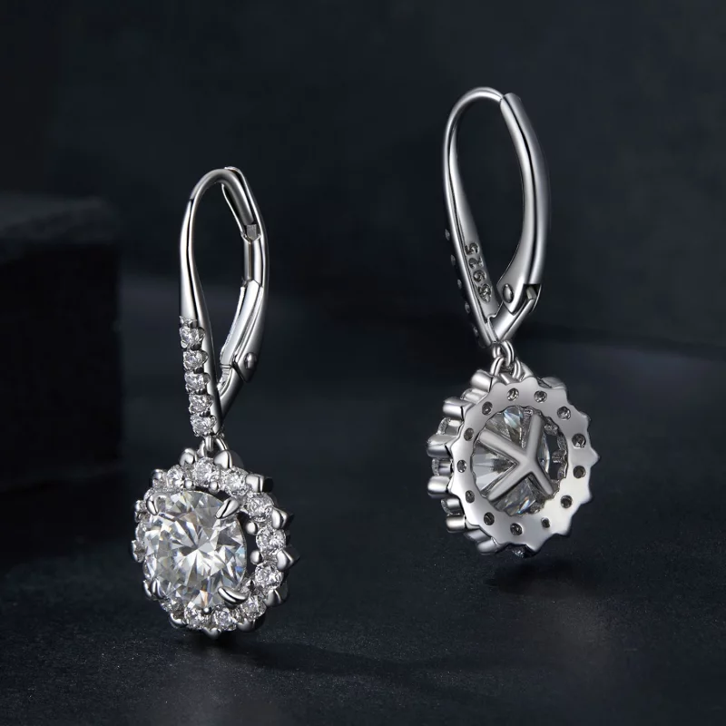(תמונה ל-) עגילי Moissanite נוצצים בסגנון PANDORA (שתי תעודות) - MSE046 - הצג 3