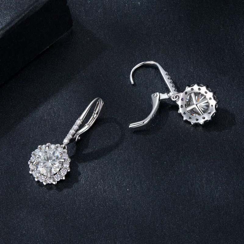 (תמונה ל-) עגילי Moissanite נוצצים בסגנון PANDORA (שתי תעודות) - MSE046 - הצג 4