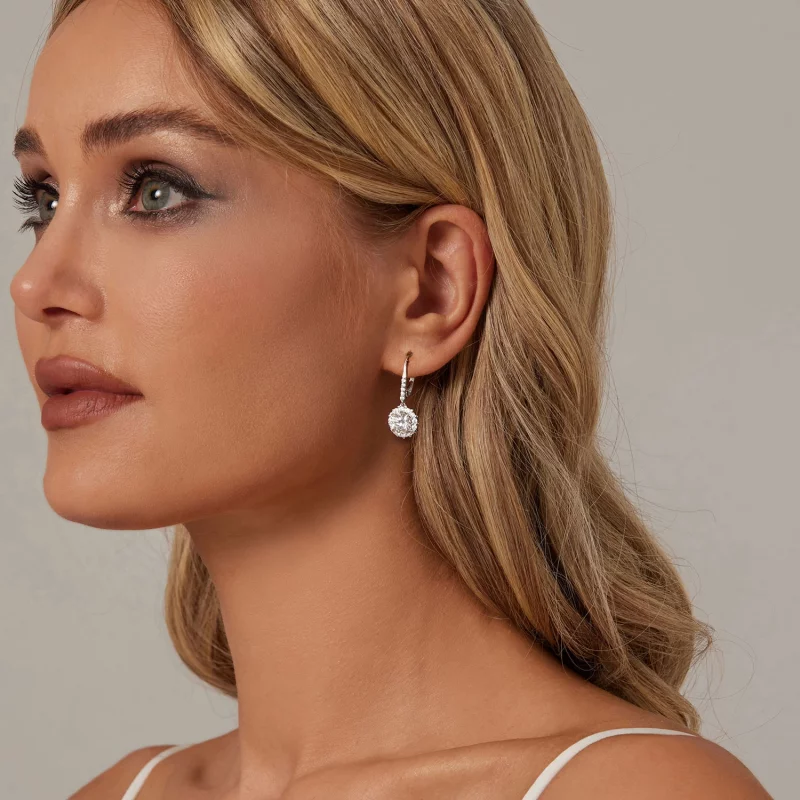 (תמונה ל-) עגילי Moissanite נוצצים בסגנון PANDORA (שתי תעודות) - MSE046 - הצג 6