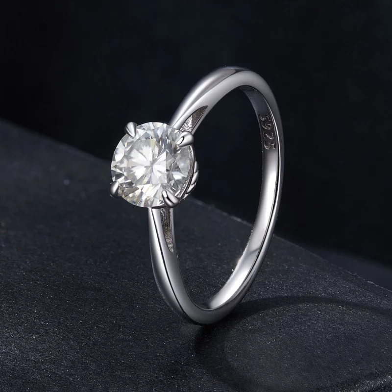 (תמונה ל-) טבעת Moissanite נוצצת בסגנון PANDORA 1 קראט (תעודה אחת) - MSR044 - הצג 2
