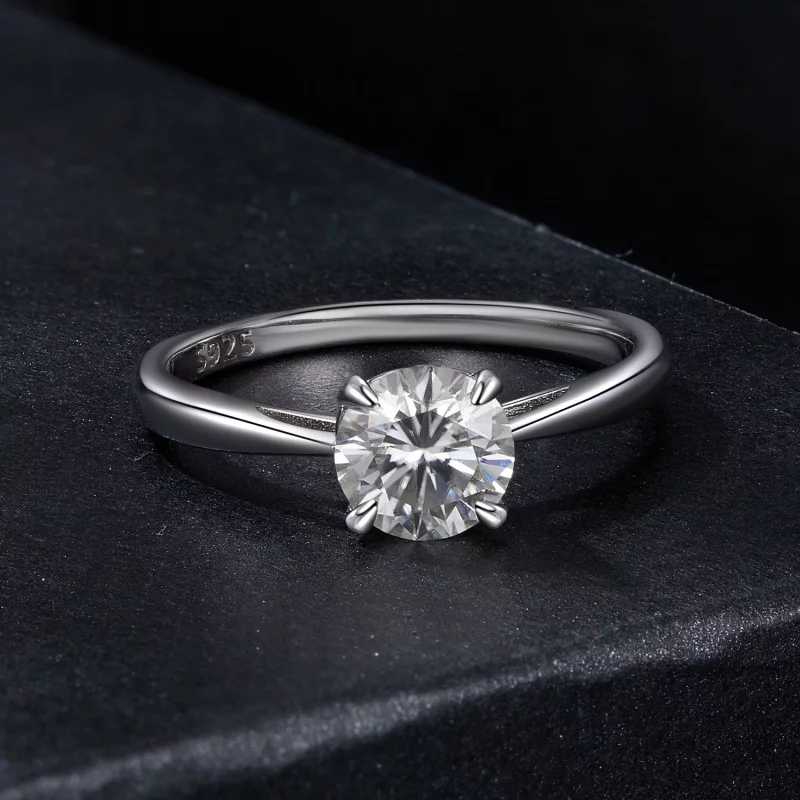 (תמונה ל-) טבעת Moissanite נוצצת בסגנון PANDORA 1 קראט (תעודה אחת) - MSR044 - הצג 3