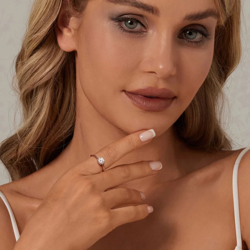 (תמונה ל-) טבעת Moissanite נוצצת בסגנון PANDORA 1 קראט (תעודה אחת) - MSR044 - הצג 4