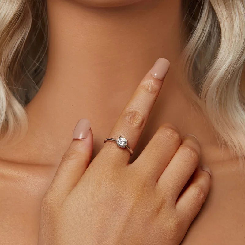 (תמונה ל-) טבעת Moissanite נוצצת בסגנון PANDORA 1 קראט (תעודה אחת) - MSR044 - הצג 5