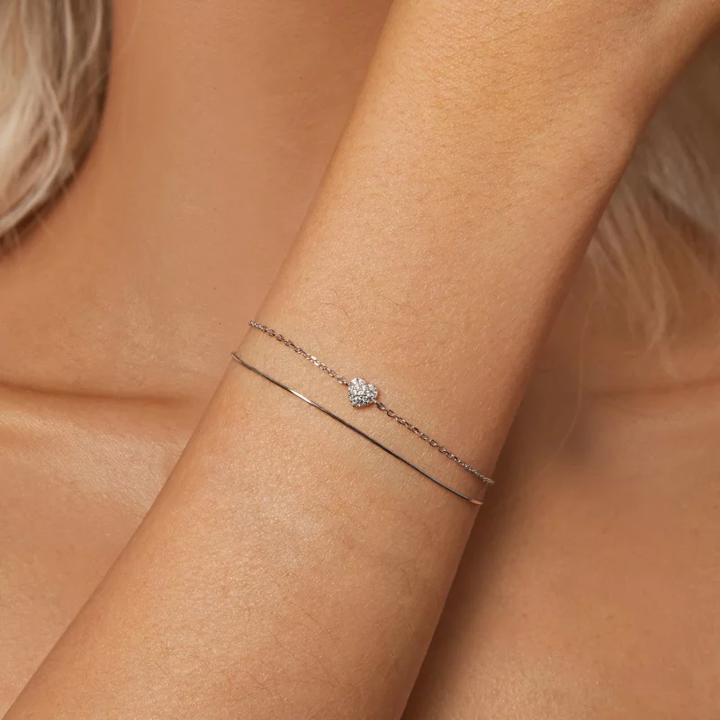 (תמונה ל-) צמיד PANDORA Style Shining Heart Double Layer - BSB169 - הצג 5