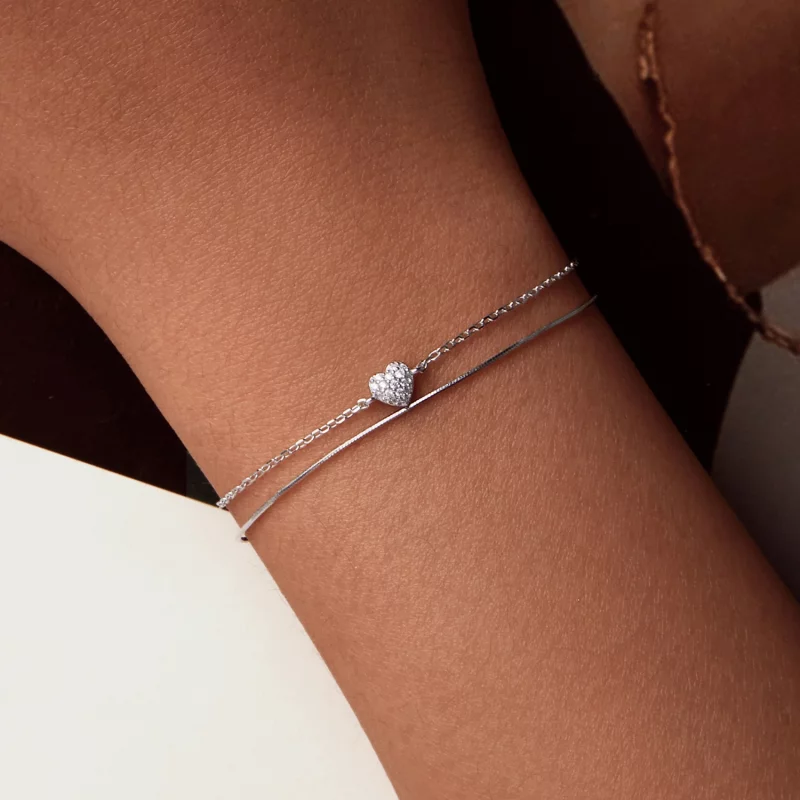 (תמונה ל-) צמיד PANDORA Style Shining Heart Double Layer - BSB169 - הצג 7