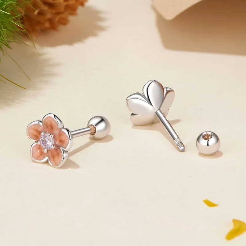 (תמונה ל-) עגילים רומנטיים בסגנון PANDORA פריחת הדובדבן - BSE992 - הצג 4