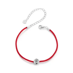 (תמונה ל-) צמיד חבל אדום מעודן בסגנון PANDORA (תעודה אחת) - MSB014
