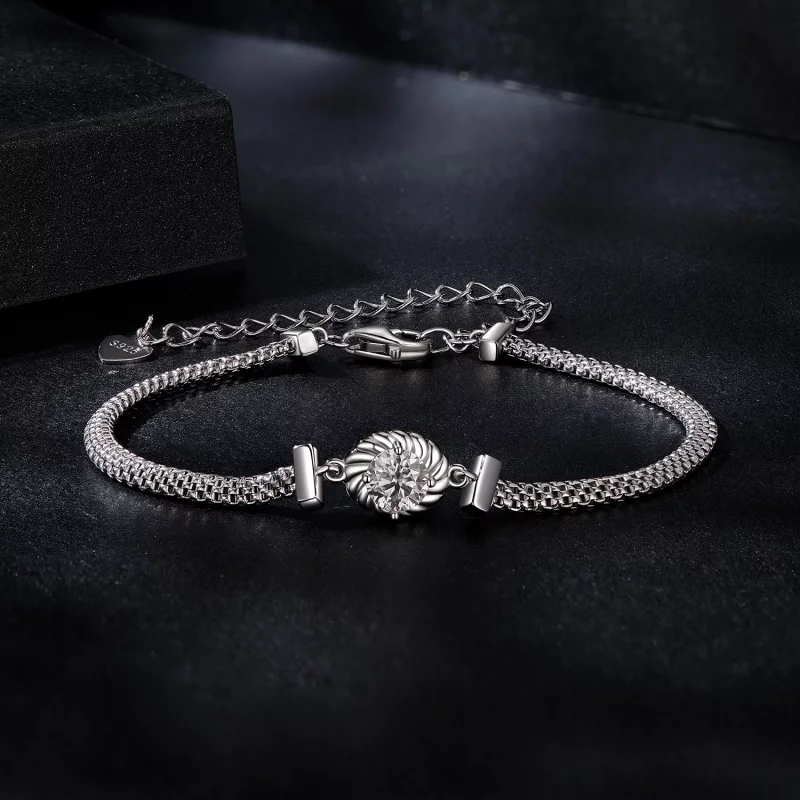 (תמונה ל-) צמיד כסף סטרלינג קלוע בסגנון PANDORA Moissanite (תעודה אחת) - MSB015 - הצג 3