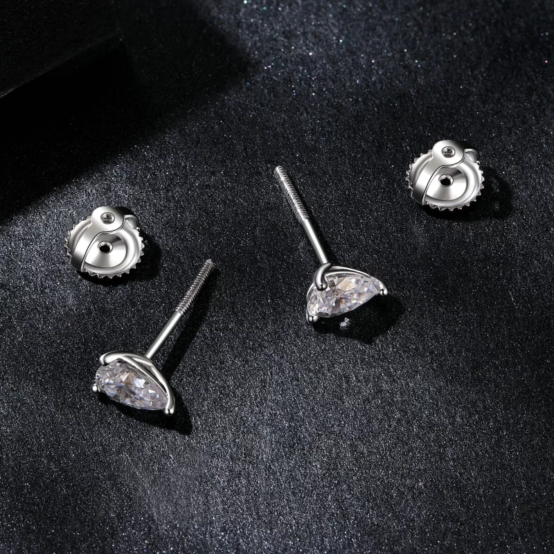(תמונה ל-) עגילי Moissanite טיפת מים בסגנון PANDORA (שתי תעודות) - MSE049 - הצג 3