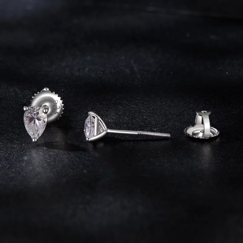 (תמונה ל-) עגילי Moissanite טיפת מים בסגנון PANDORA (שתי תעודות) - MSE049 - הצג 4