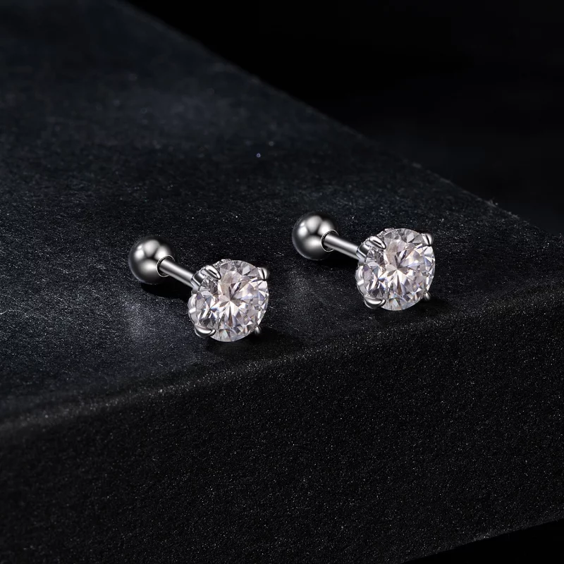 (תמונה ל-) עגילי כדור חוט בתבנית PANDORA בסגנון Moissanite (שתי תעודות) - MSE050 - הצג 2