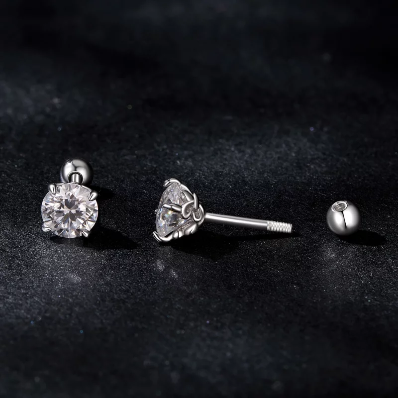 (תמונה ל-) עגילי כדור חוט בתבנית PANDORA בסגנון Moissanite (שתי תעודות) - MSE050 - הצג 4