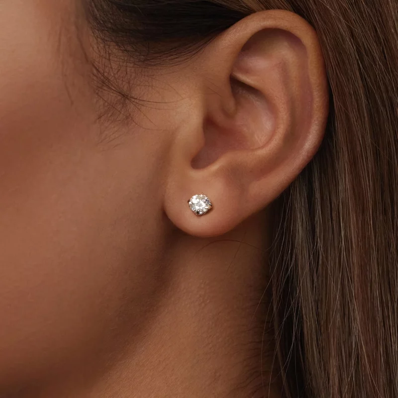 (תמונה ל-) עגילי כדור חוט בתבנית PANDORA בסגנון Moissanite (שתי תעודות) - MSE050 - הצג 5