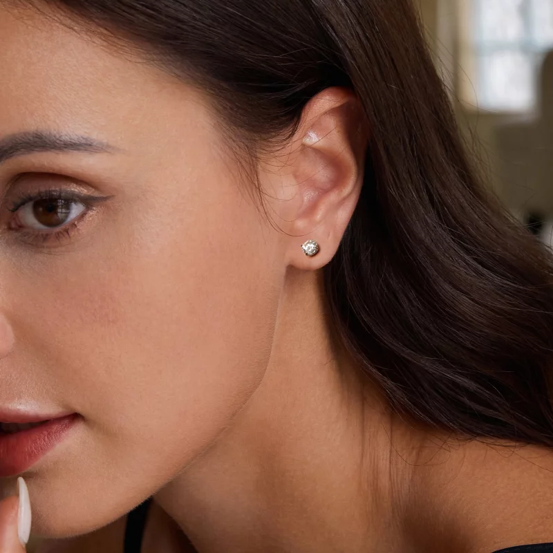 (תמונה ל-) עגילי כדור חוט בתבנית PANDORA בסגנון Moissanite (שתי תעודות) - MSE050 - הצג 7