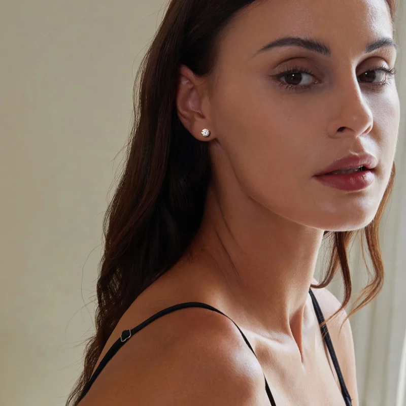 (תמונה ל-) עגילי כדור חוט בתבנית PANDORA בסגנון Moissanite (שתי תעודות) - MSE050 - הצג 8