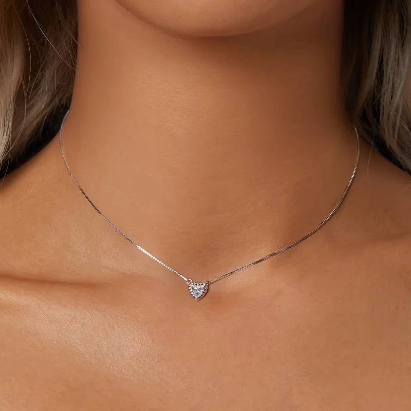 (תמונה ל-) שרשרת עצם הבריח Moissanite מעודנת בסגנון PANDORA (תעודה אחת) - MSN032 - הצג 5
