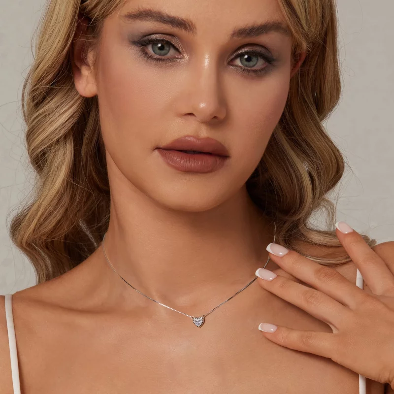 (תמונה ל-) שרשרת עצם הבריח Moissanite מעודנת בסגנון PANDORA (תעודה אחת) - MSN032 - הצג 6