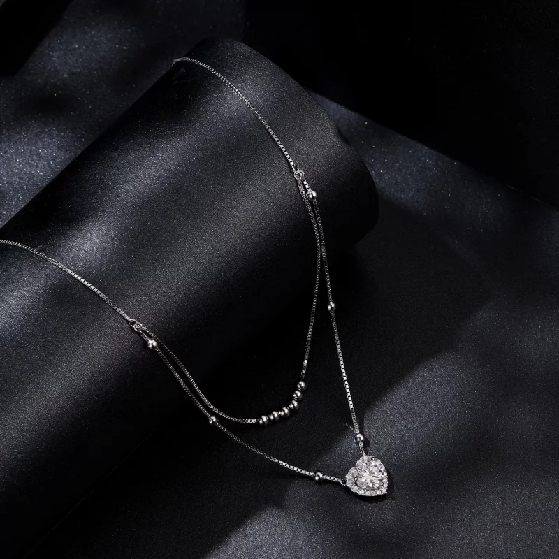 (תמונה ל-) שרשרת Moissanite כפולה בסגנון PANDORA (תעודה אחת) - MSN033 - הצג 2