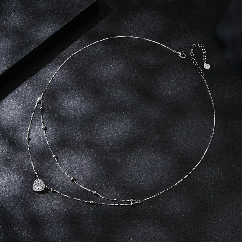 (תמונה ל-) שרשרת Moissanite כפולה בסגנון PANDORA (תעודה אחת) - MSN033 - הצג 3
