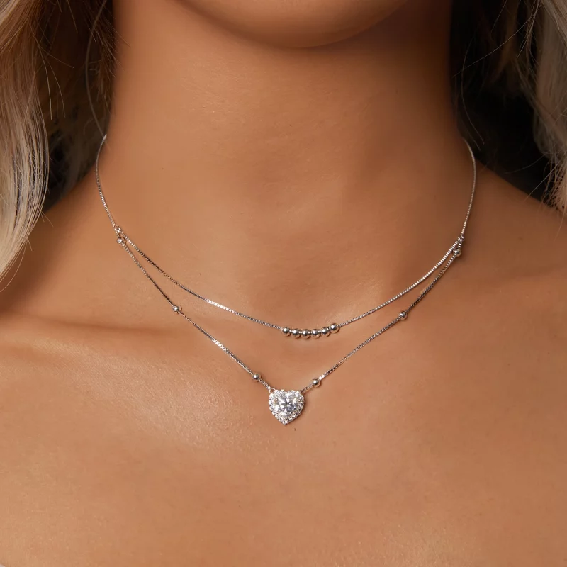 (תמונה ל-) שרשרת Moissanite כפולה בסגנון PANDORA (תעודה אחת) - MSN033 - הצג 5