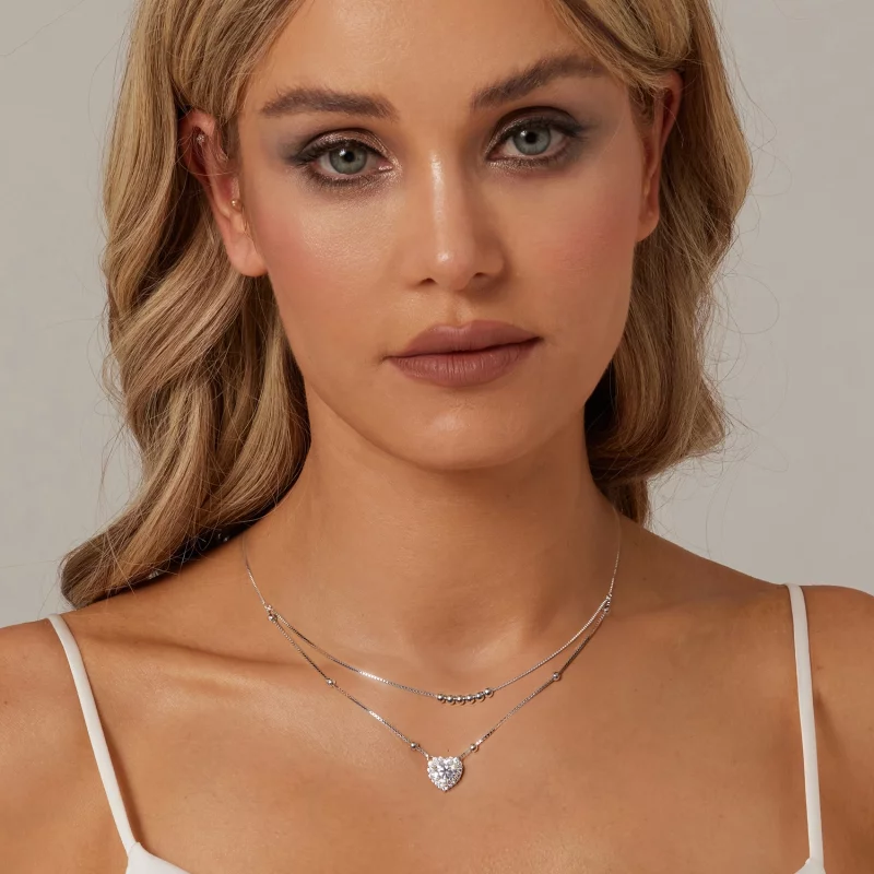 (תמונה ל-) שרשרת Moissanite כפולה בסגנון PANDORA (תעודה אחת) - MSN033 - הצג 6