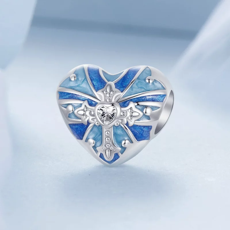 (תמונה ל-) PANDORA סטייל קסם צלב בצורת לב - BSC1024 - הצג 2