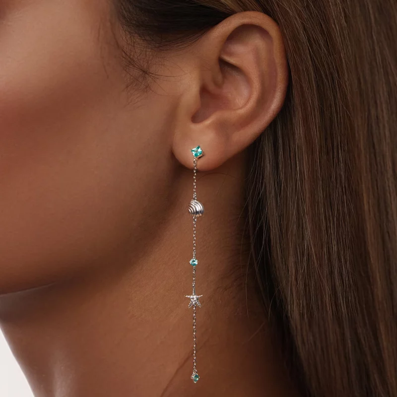 (תמונה ל-) עגילי אוקיינוס כחול בסגנון PANDORA - BSE1013 - הצג 6