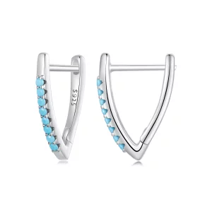 (תמונה ל-) עגילי טורקיז בצורת V בסגנון PANDORA - BSE1020