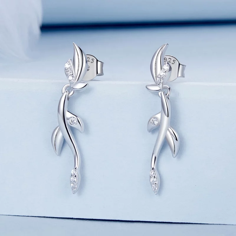 (תמונה ל-) עגילי PANDORA Style Leaf - BSE1025 - הצג 2