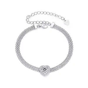 (תמונה ל-) PANDORA Style Heart Moissanite צמיד קלוע (עם תעודה אחת) - MSB019