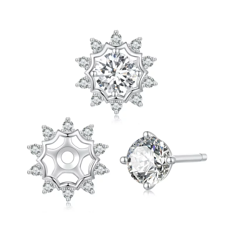 (תמונה ל-) PANDORA Style Brilliant Beauty 0.5ct עגילי Moissanite (שתי תעודות) - MSE048 - הצג 2