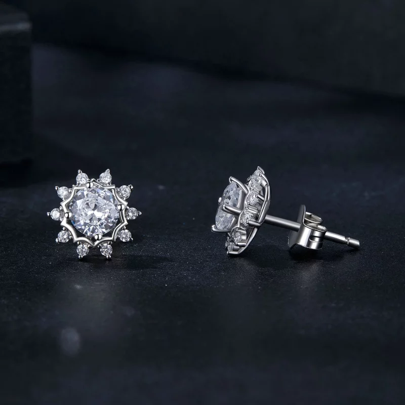 (תמונה ל-) PANDORA Style Brilliant Beauty 0.5ct עגילי Moissanite (שתי תעודות) - MSE048 - הצג 4