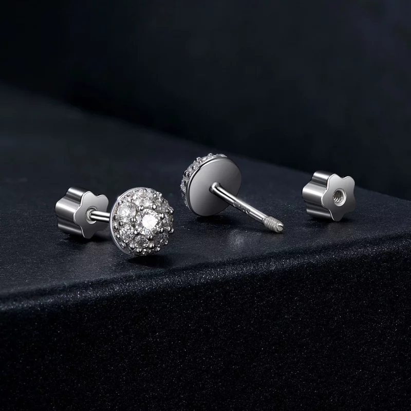 (תמונה ל-) עגילי Moissanite בסגנון חצי כדור PANDORA (עם תעודה אחת) - MSE057 - הצג 2