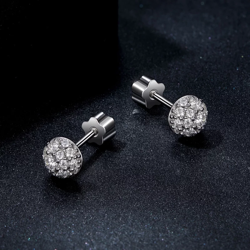 (תמונה ל-) עגילי Moissanite בסגנון חצי כדור PANDORA (עם תעודה אחת) - MSE057 - הצג 3