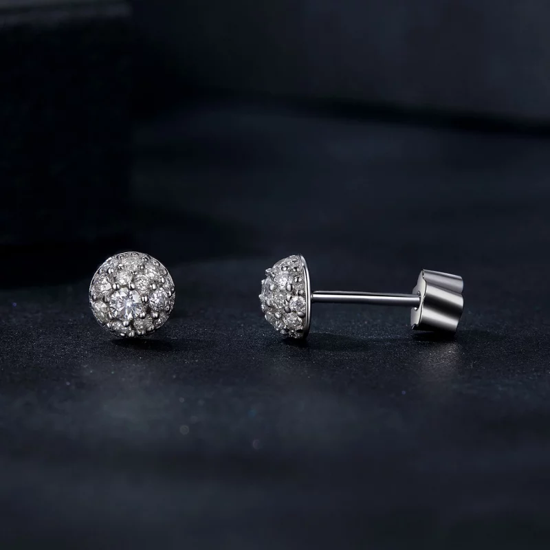 (תמונה ל-) עגילי Moissanite בסגנון חצי כדור PANDORA (עם תעודה אחת) - MSE057 - הצג 4