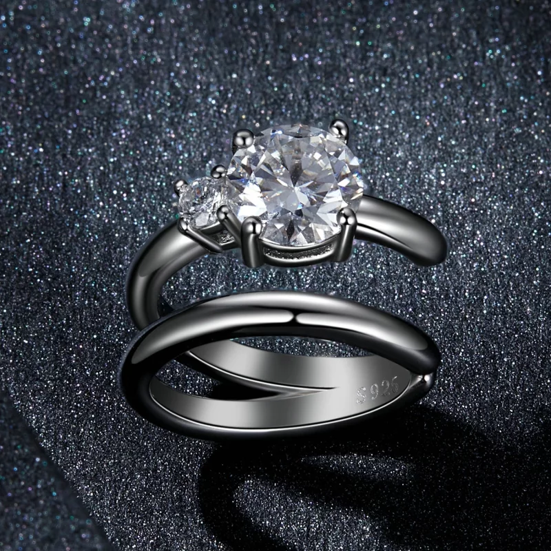 (תמונה ל-) שרוול אוזן Moissanite כפול בסגנון PANDORA (עם תעודה אחת) - MSE058 - הצג 2