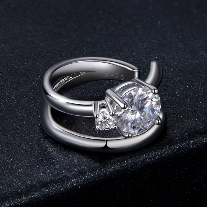 (תמונה ל-) שרוול אוזן Moissanite כפול בסגנון PANDORA (עם תעודה אחת) - MSE058 - הצג 3