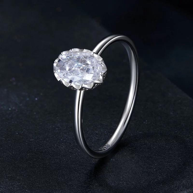 (תמונה ל-) PANDORA Style Brilliant Beauty טבעת Moissanite 1 קראט (עם תעודה אחת) - MSR049 - הצג 2
