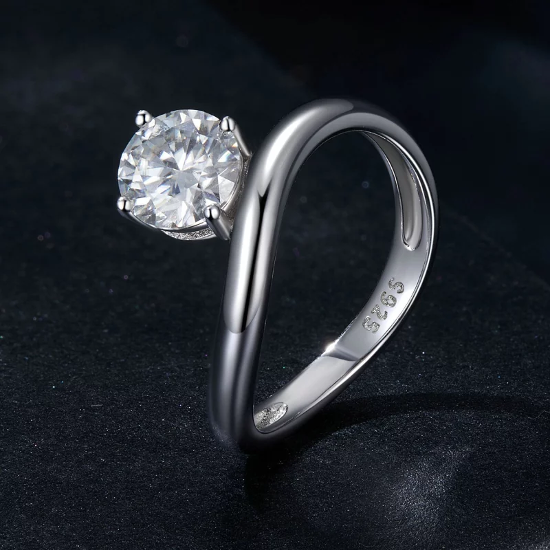 (תמונה ל-) PANDORA Style Simple טבעת Moissanite 1 קראט (עם תעודה אחת) - MSR050 - הצג 2