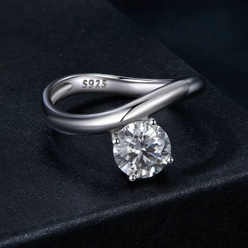 (תמונה ל-) PANDORA Style Simple טבעת Moissanite 1 קראט (עם תעודה אחת) - MSR050 - הצג 3