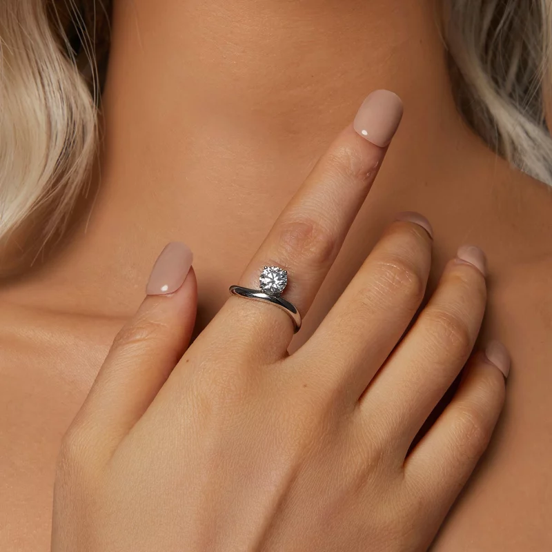 (תמונה ל-) PANDORA Style Simple טבעת Moissanite 1 קראט (עם תעודה אחת) - MSR050 - הצג 5